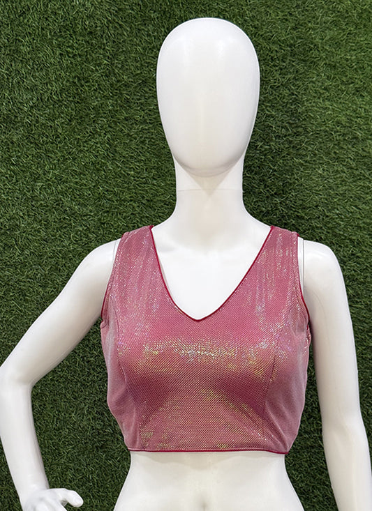 Wine Lycra thread work readymade blouse