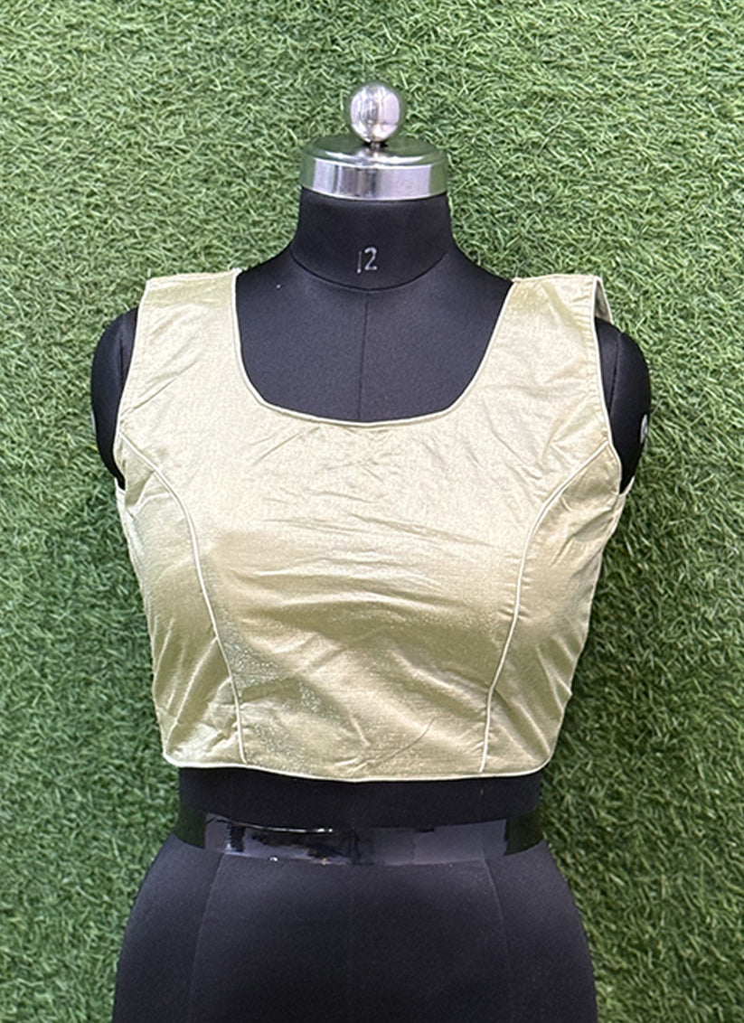 Pastel Green Raw Silk plain readymade blouse