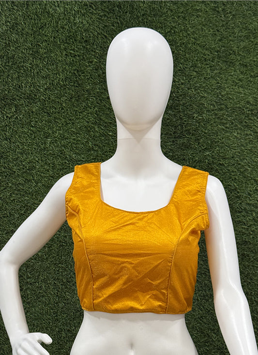 Golden Yellow Raw Silk plain readymade blouse