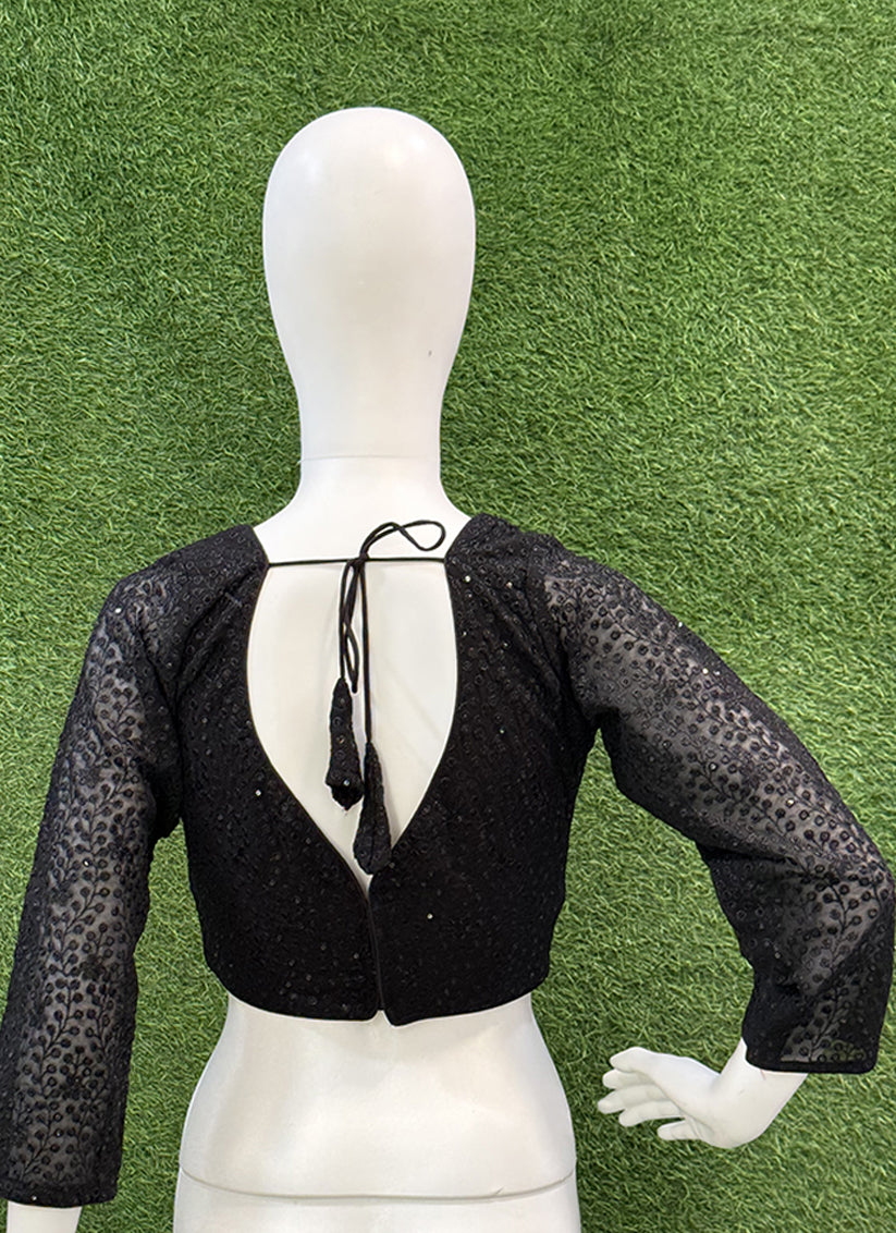 Black Georgette Thread & Sequin redymade blouse
