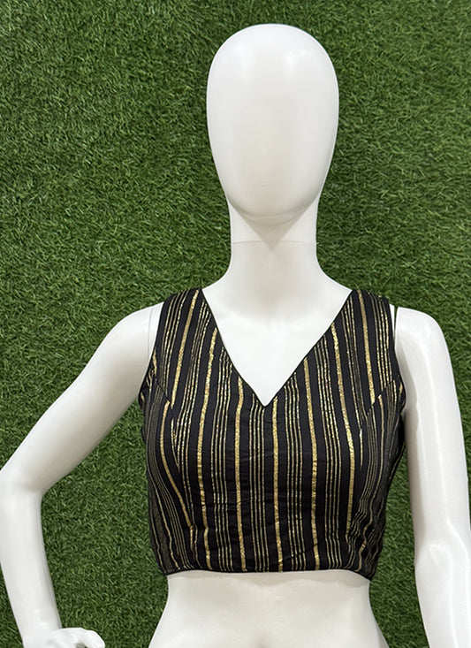Black Cotton Silk zari weaving readymade blouse