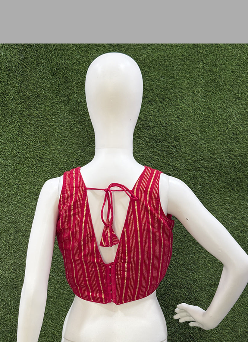 Magenta Cotton Silk zari weaving readymade blouse
