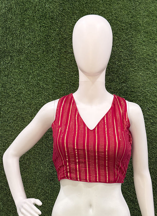 Magenta Cotton Silk zari weaving readymade blouse