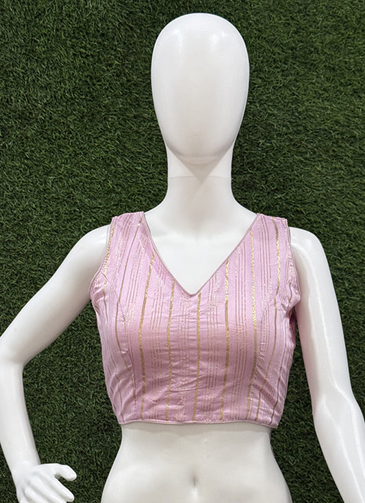 Pink Cotton Silk zari weaving readymade blouse