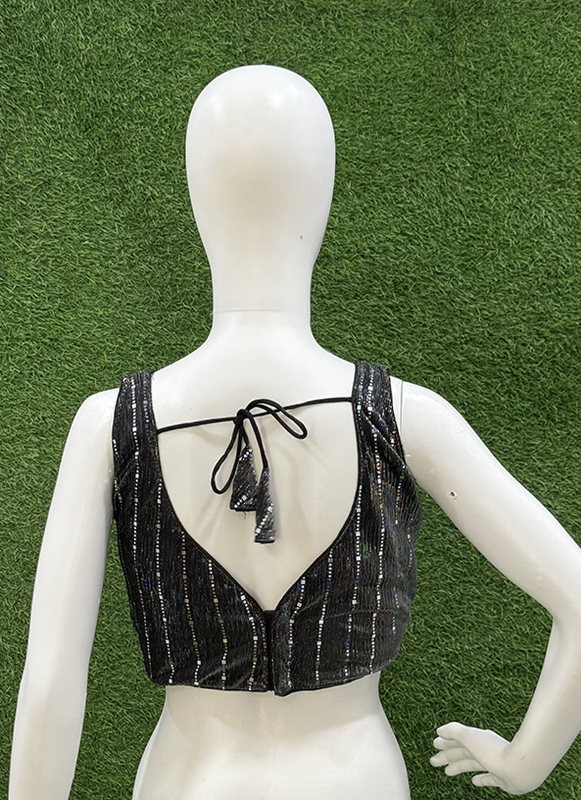 Black Imported foil readymade blouse