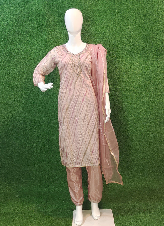 Beige Cotton Silk Salwar Suit