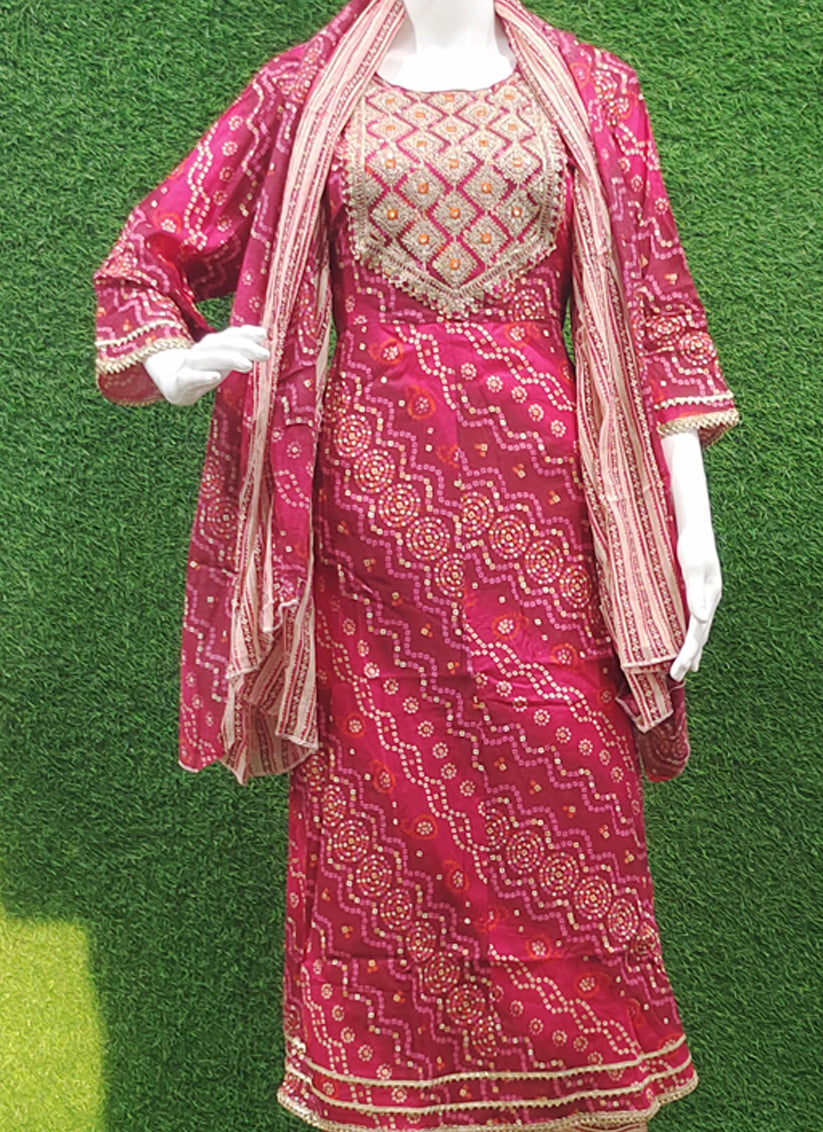 Maroon Cotton Plus Size Anarkali Style Salwar Suit