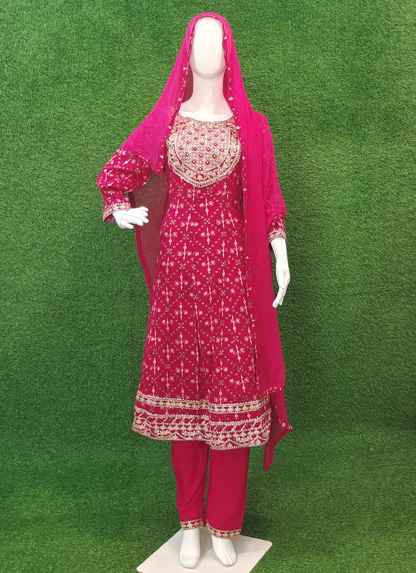 Magenta Rayon Anarkali Style Salwar Suit