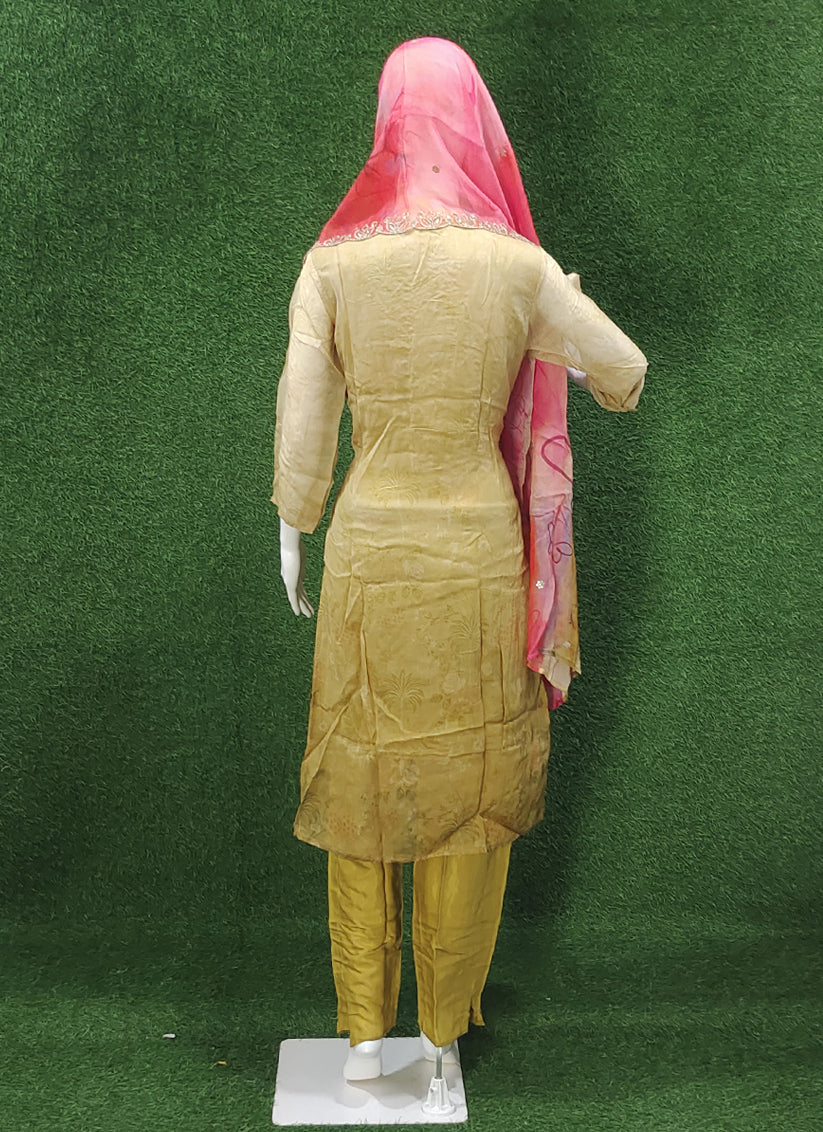 Pista Green Chiffon Embroidered Pent Kameez