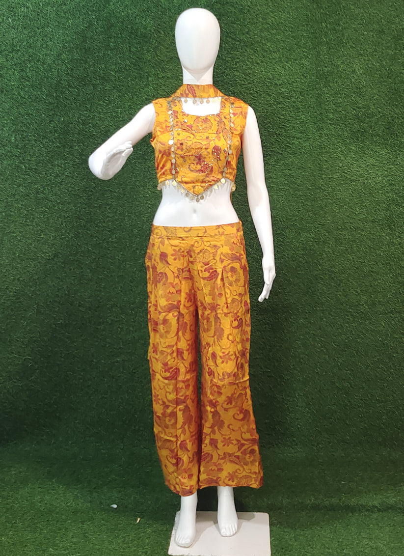 Golden Yellow Embellished 3 Piece Indo Western