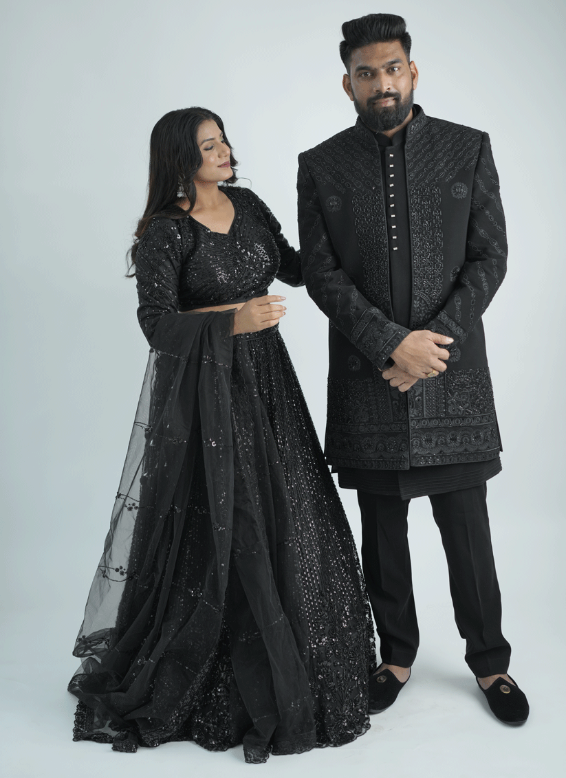 Black Handcrafted Set Indo-Western
