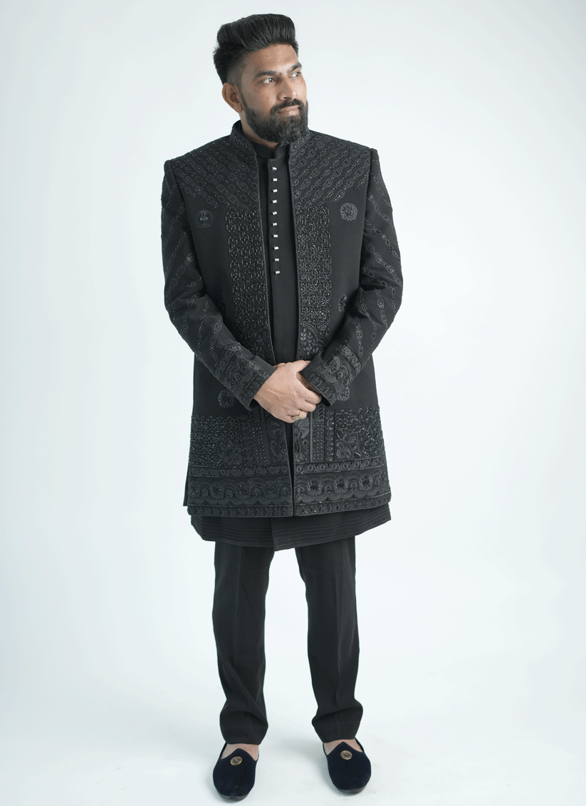 Black Handcrafted Set Indo-Western