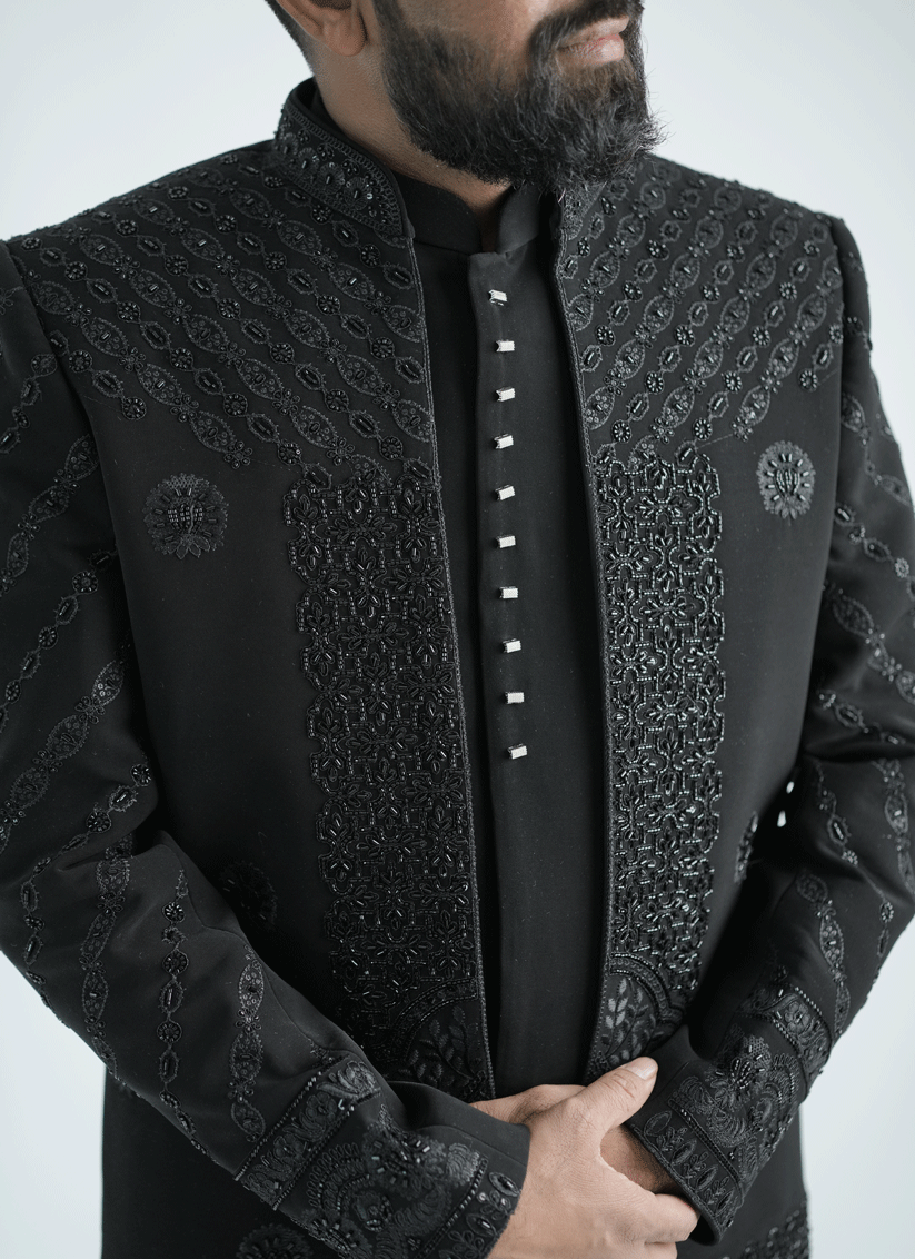 Black Handcrafted Set Indo-Western