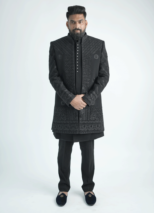 Black Handcrafted Set Indo-Western