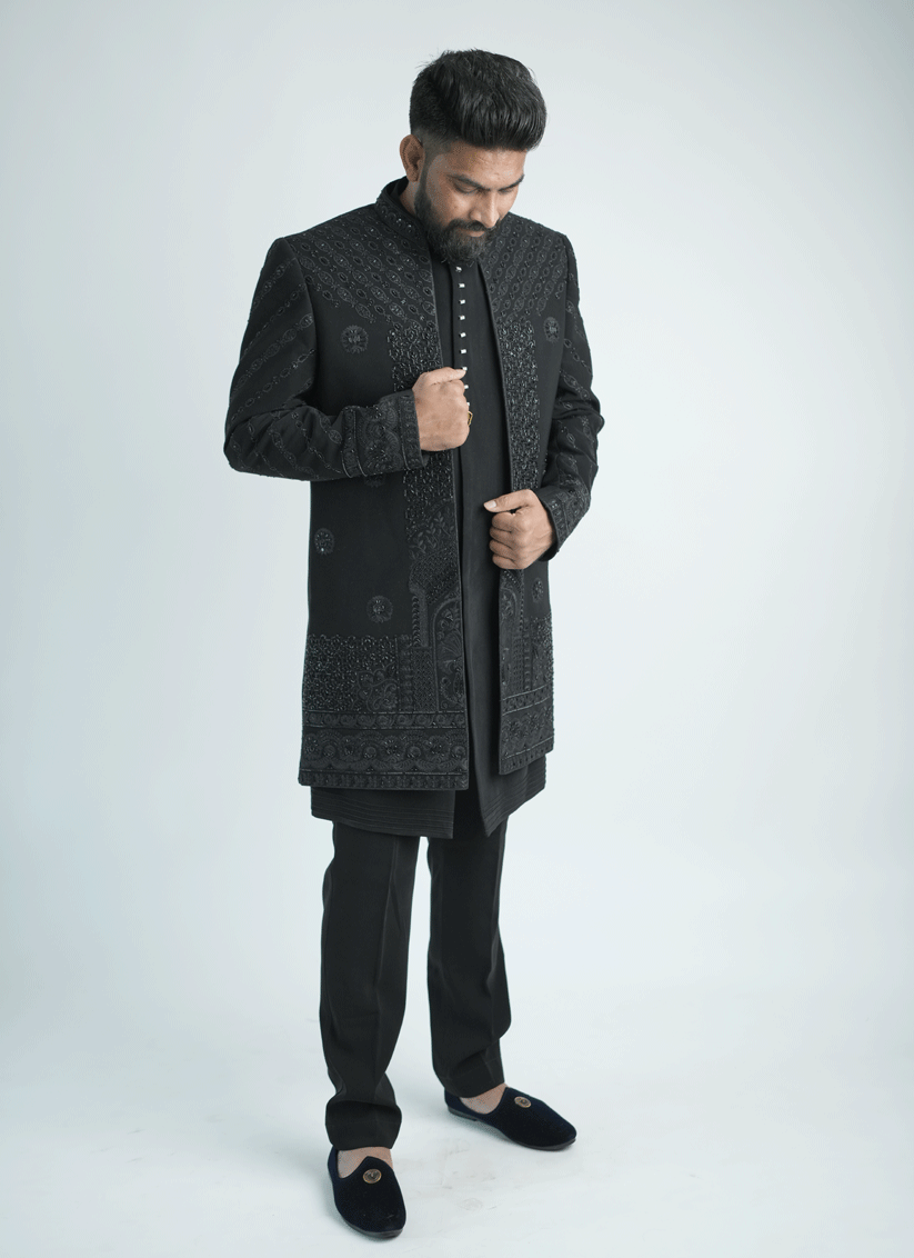 Black Handcrafted Set Indo-Western