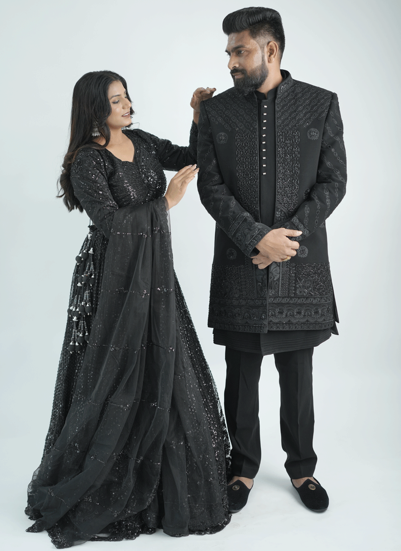 Black Handcrafted Set Indo-Western