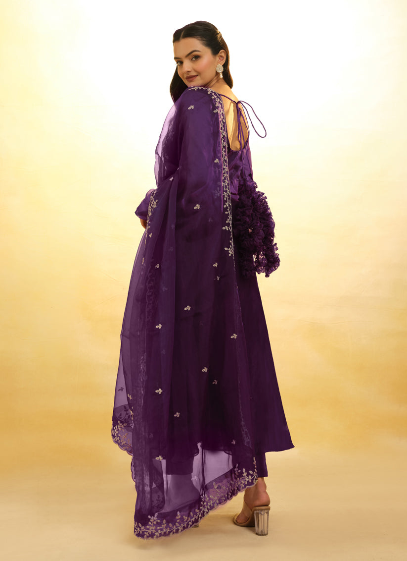 Purple Organza Readymade Anarkali Suit