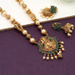 Green Lord Krishna Matte Gold Long Necklace Set