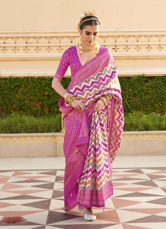 Multicolor Silk Zari Woven Saree for Festival