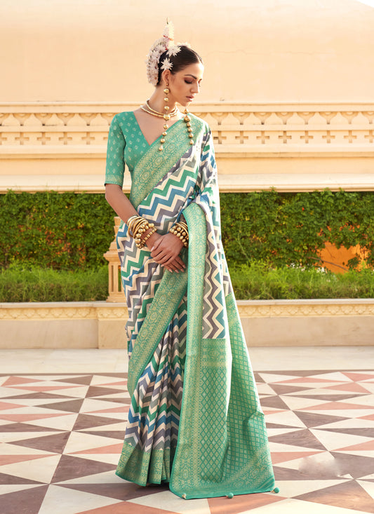 Multicolor Silk Zari Woven Saree for Festival