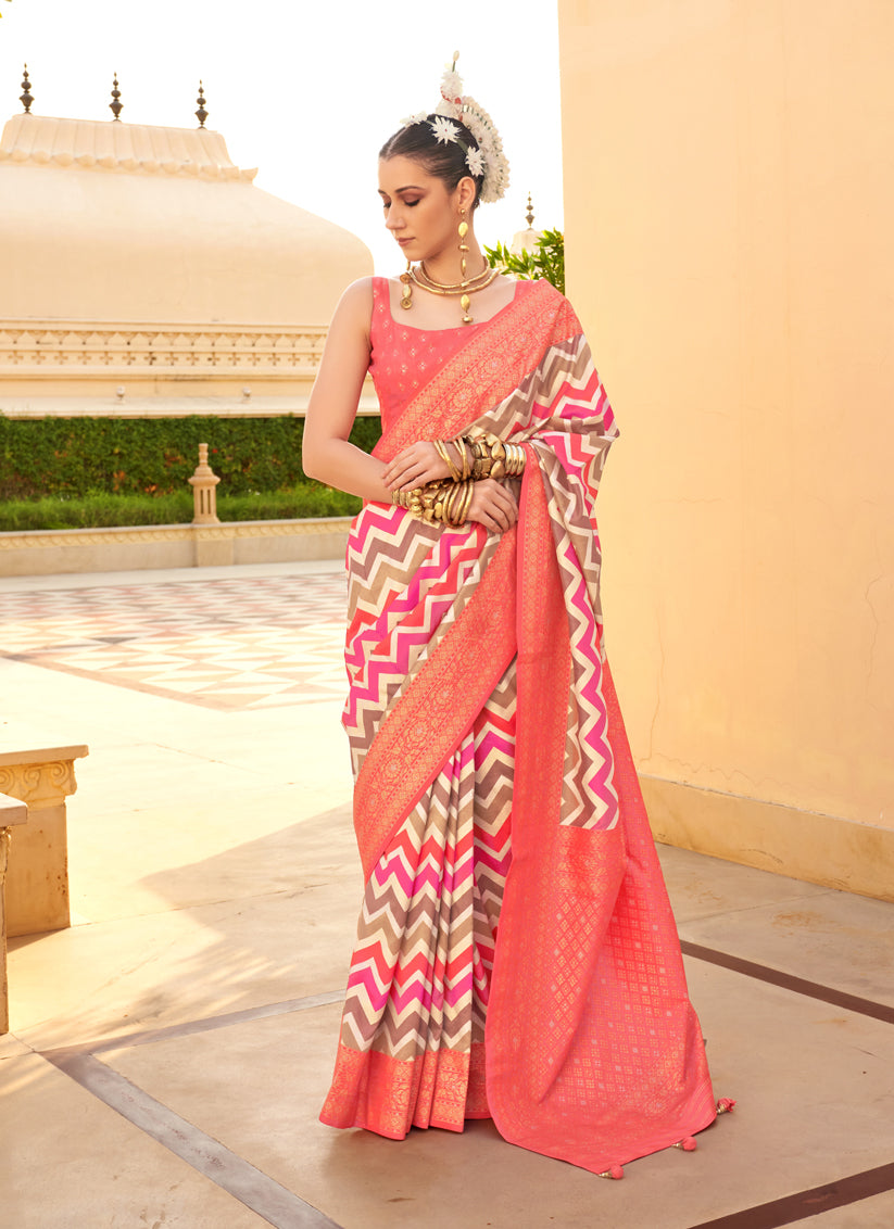 Multicolor Silk Zari Woven Saree for Festival