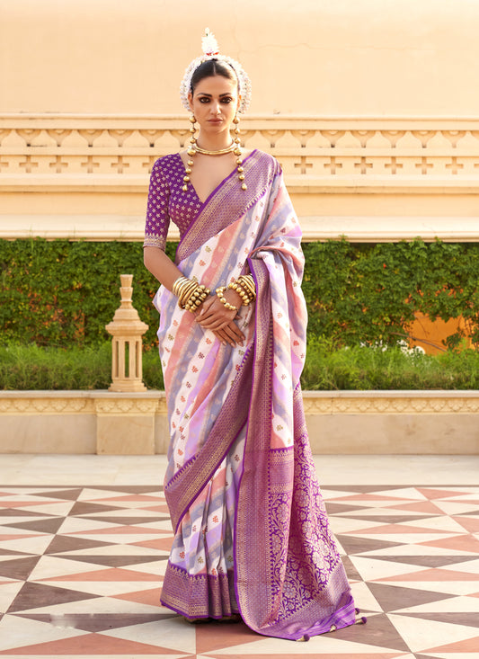 Multicolor Silk Zari Woven Saree for Festival