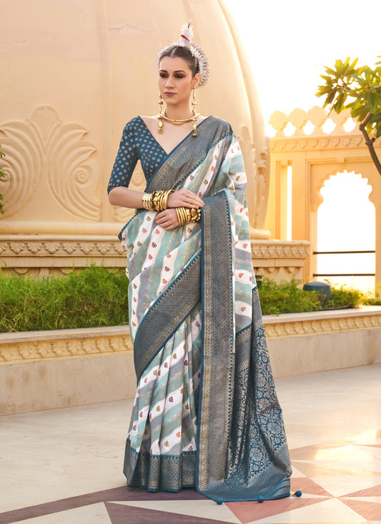 Multicolor Silk Zari Woven Saree for Festival