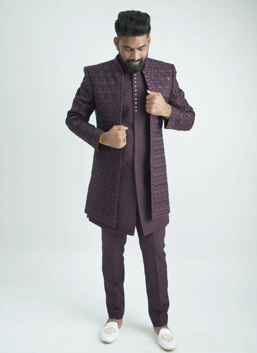 Maroon Handcrafted Set Indo-Western