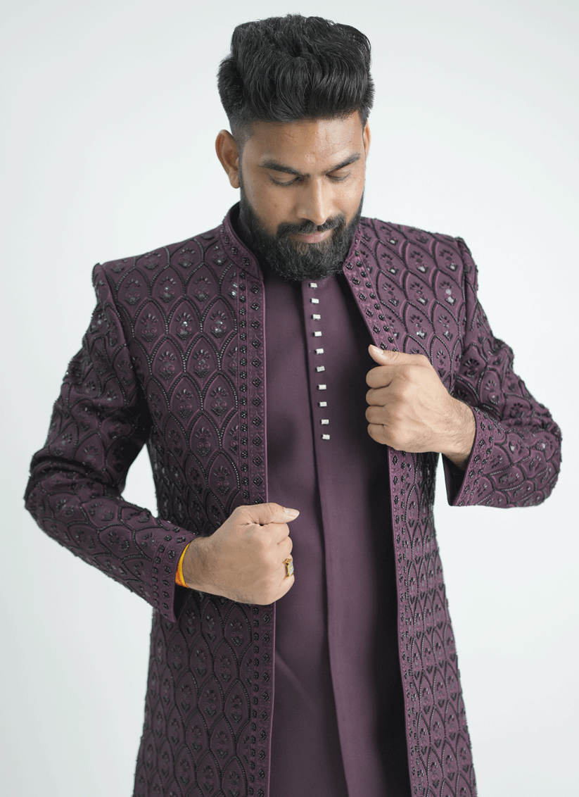 Maroon Handcrafted Set Indo-Western