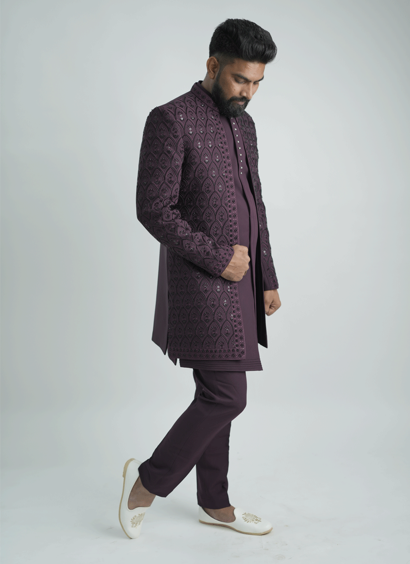 Maroon Handcrafted Set Indo-Western