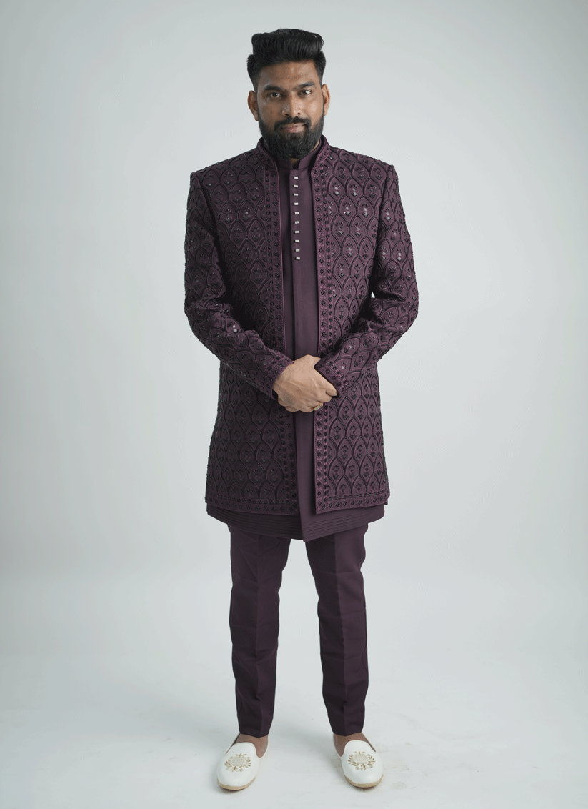 Maroon Handcrafted Set Indo-Western
