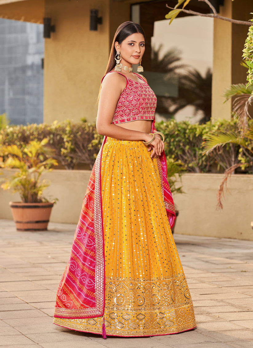 Sunny Yellow Georgette Lehenga Choli Set