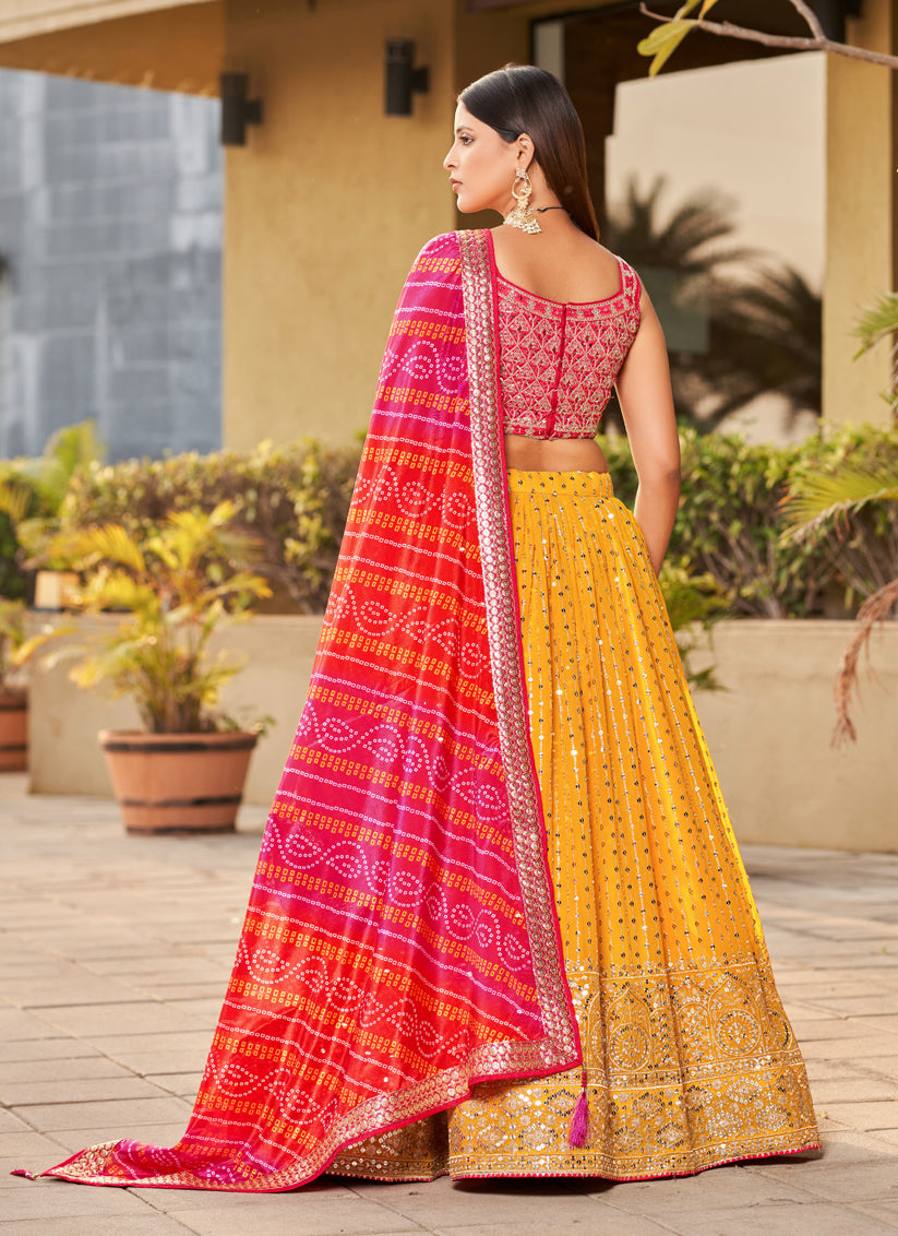 Sunny Yellow Georgette Lehenga Choli Set