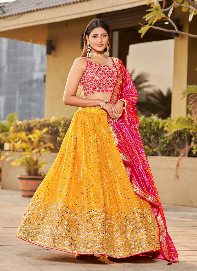 Sunny Yellow Georgette Lehenga Choli Set