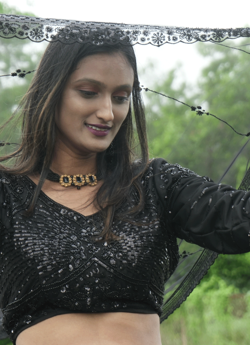 Black Net Heavy Embellished Designer Lehenga Choli