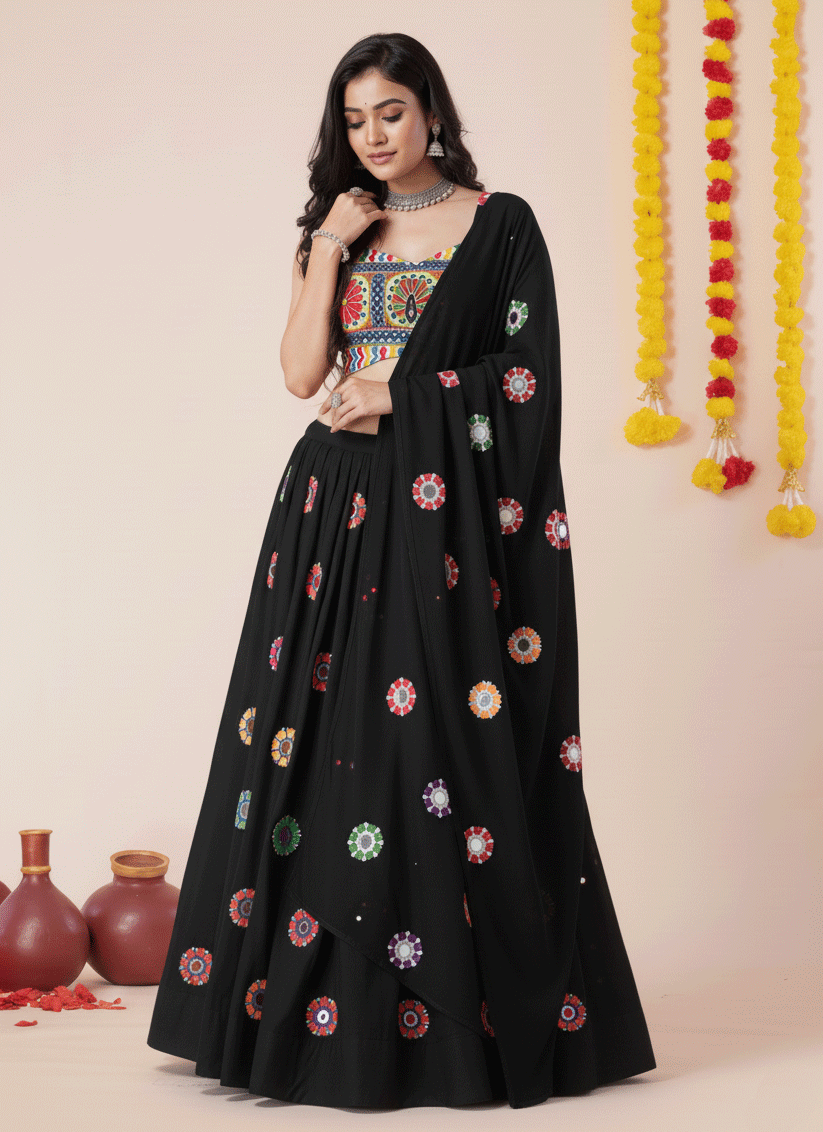 Premium Black Rayon Chaniya Choli for Garba & Navratri