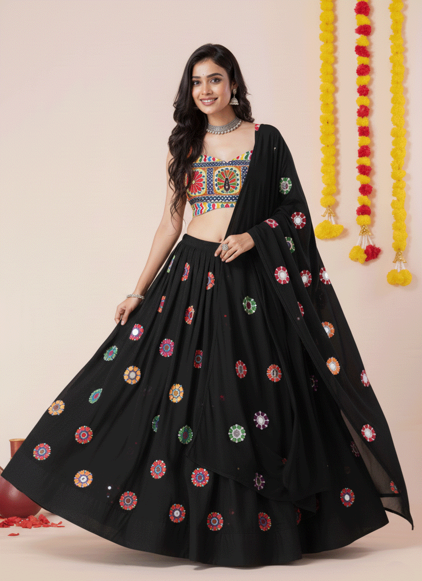 Premium Black Rayon Chaniya Choli for Garba & Navratri