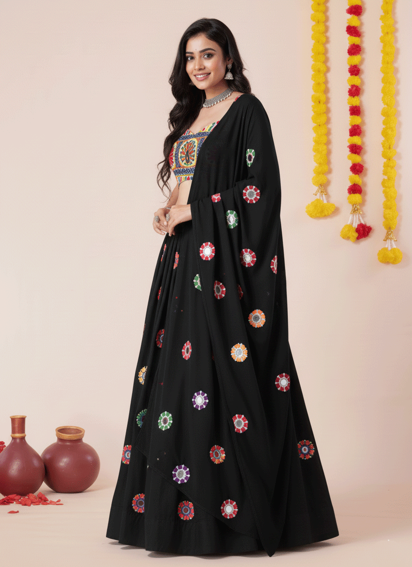Premium Black Rayon Chaniya Choli for Garba & Navratri