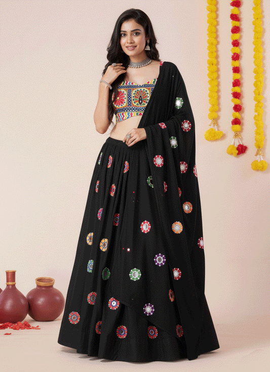 Premium Black Rayon Chaniya Choli for Garba & Navratri