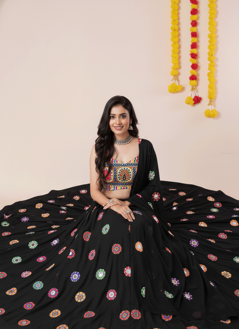 Premium Black Rayon Chaniya Choli for Garba & Navratri