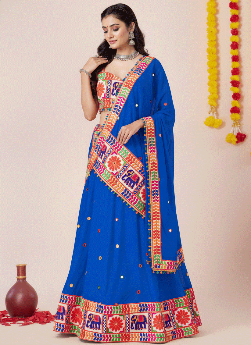 Royal Blue Navratri Special Embroidered Mirror Work Chaniya Choli