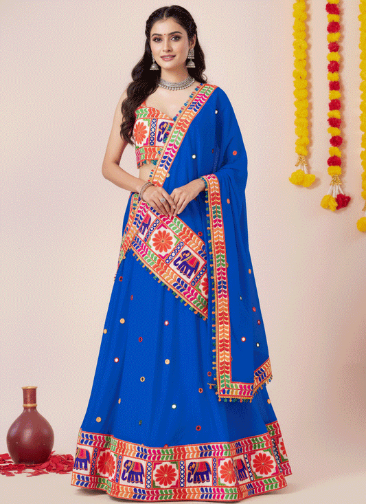 Royal Blue Navratri Special Embroidered Mirror Work Chaniya Choli