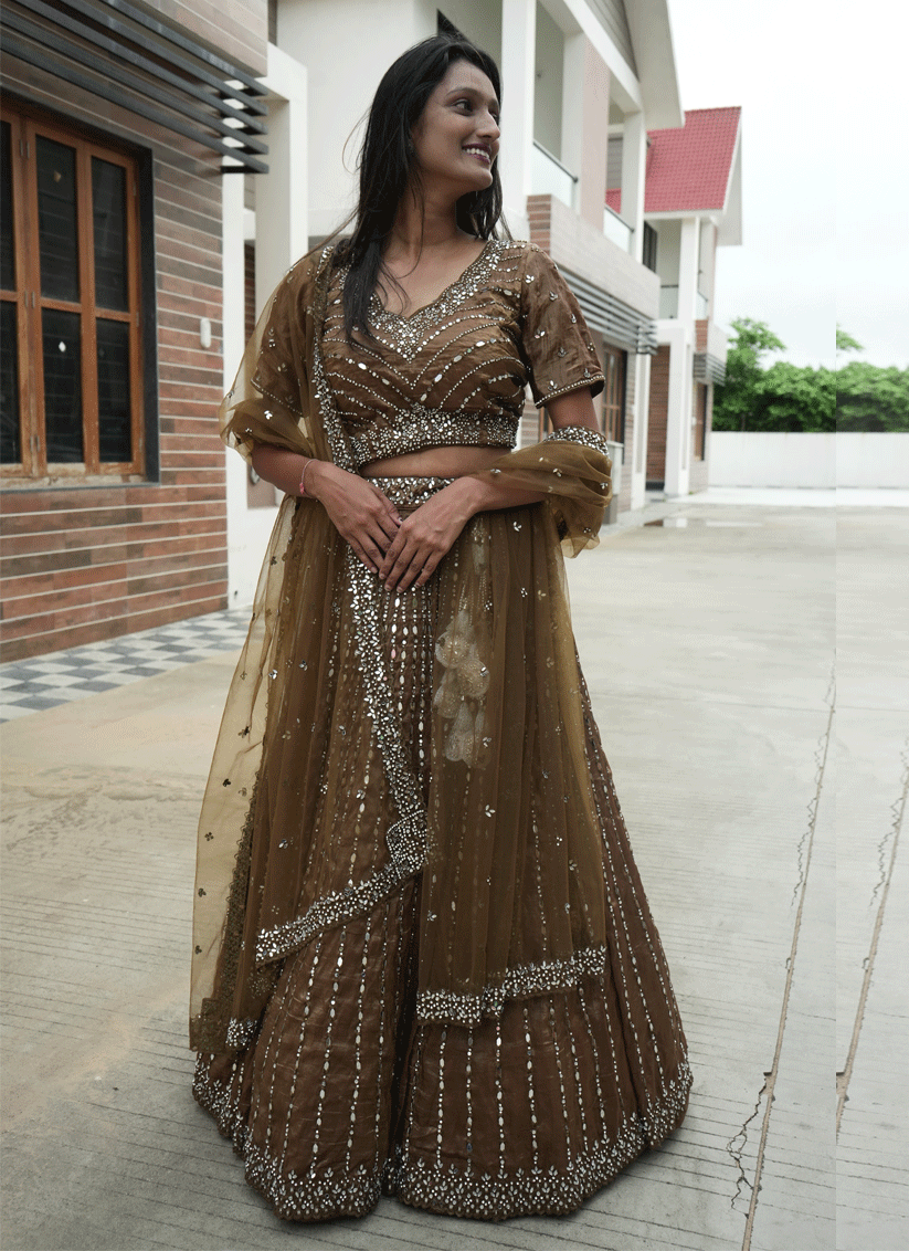 Chiku Tissue Heavy Embellished  Designer Lehenga Choli