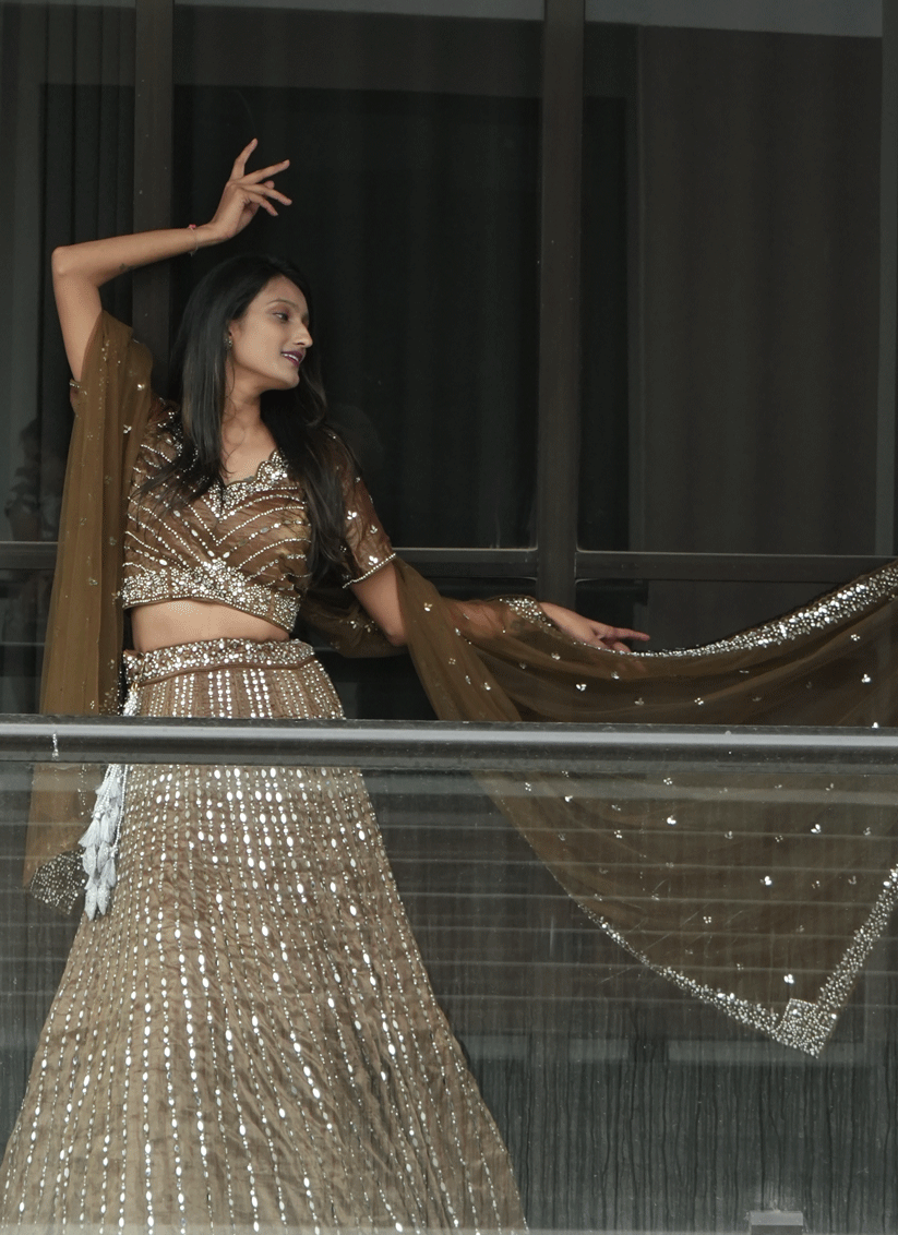 Chiku Tissue Heavy Embellished  Designer Lehenga Choli