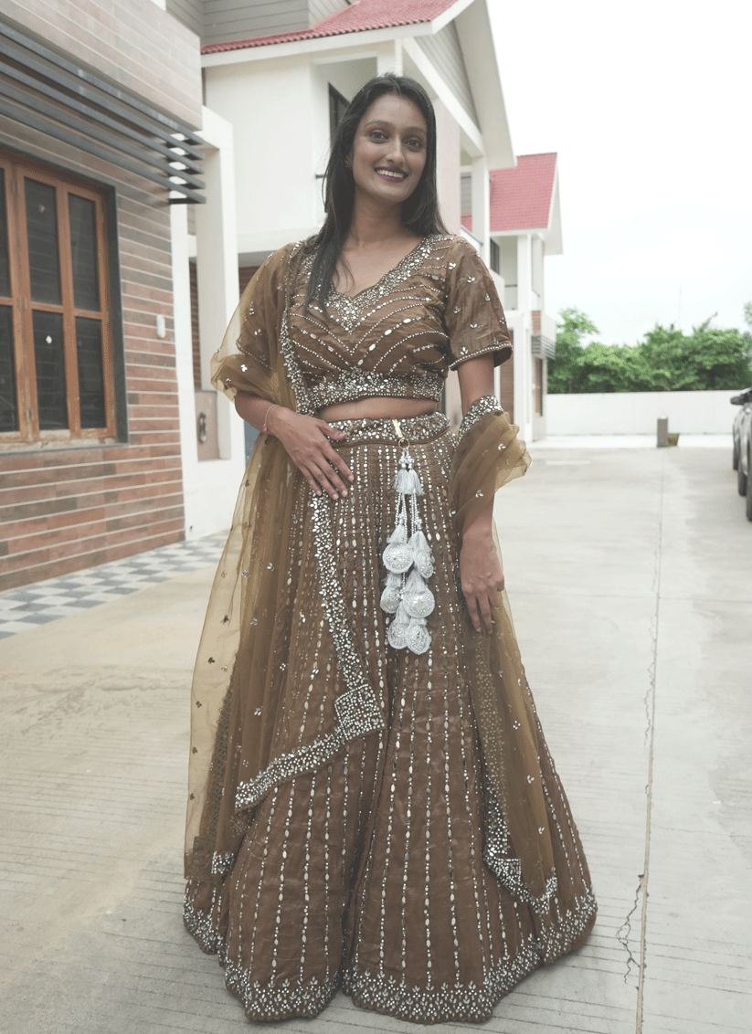 Chiku Tissue Heavy Embellished  Designer Lehenga Choli