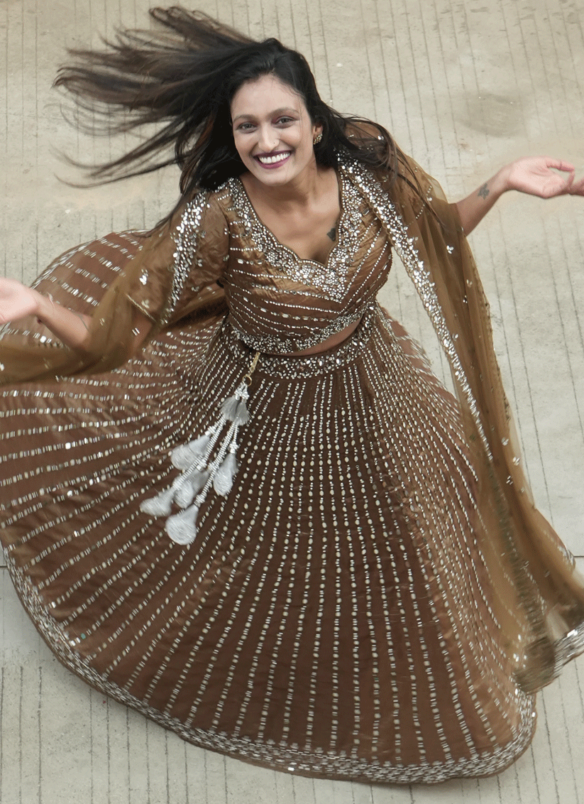 Chiku Tissue Heavy Embellished  Designer Lehenga Choli