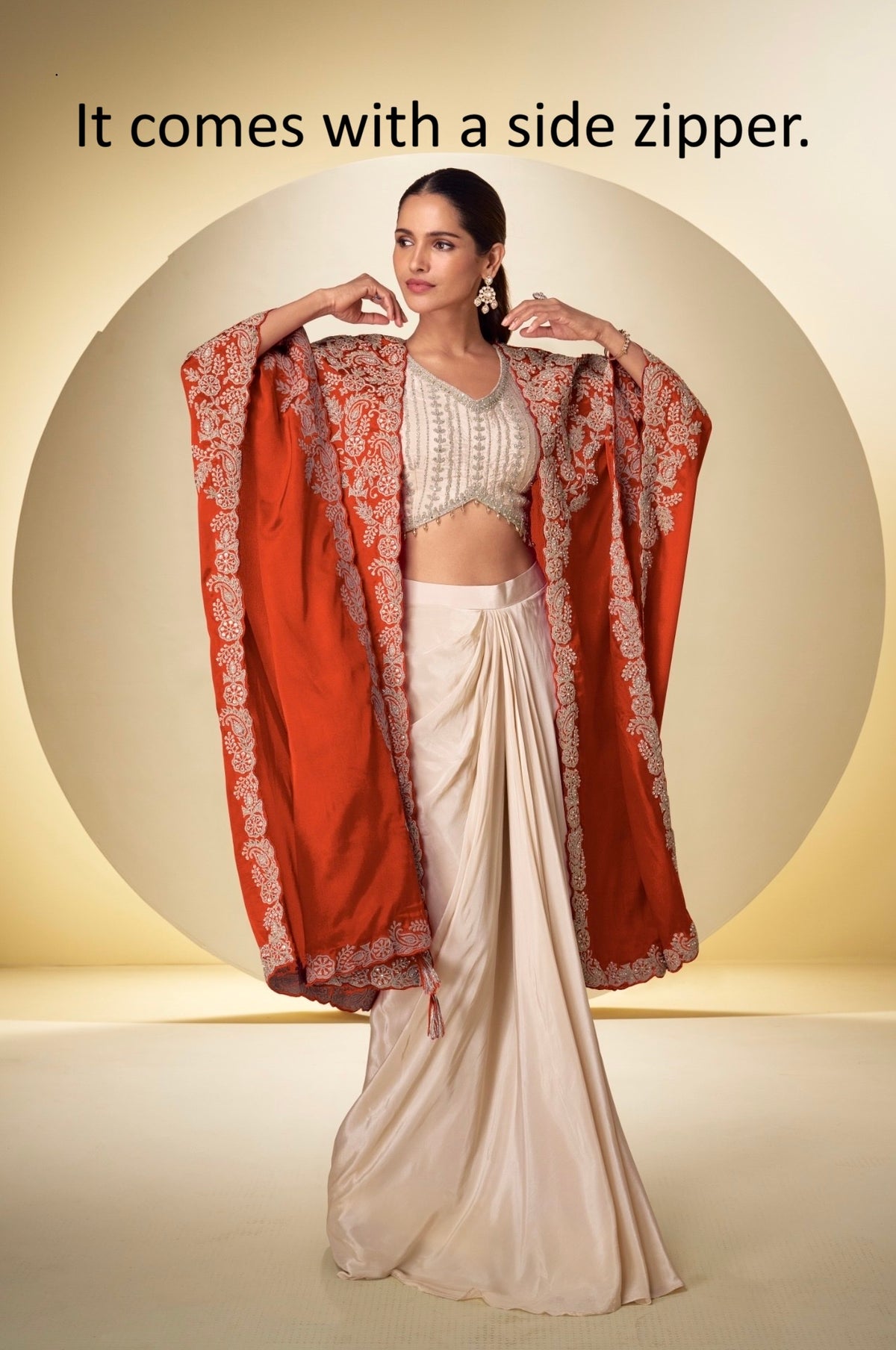 Ivory Cream Dhoti Style Indo-Western.