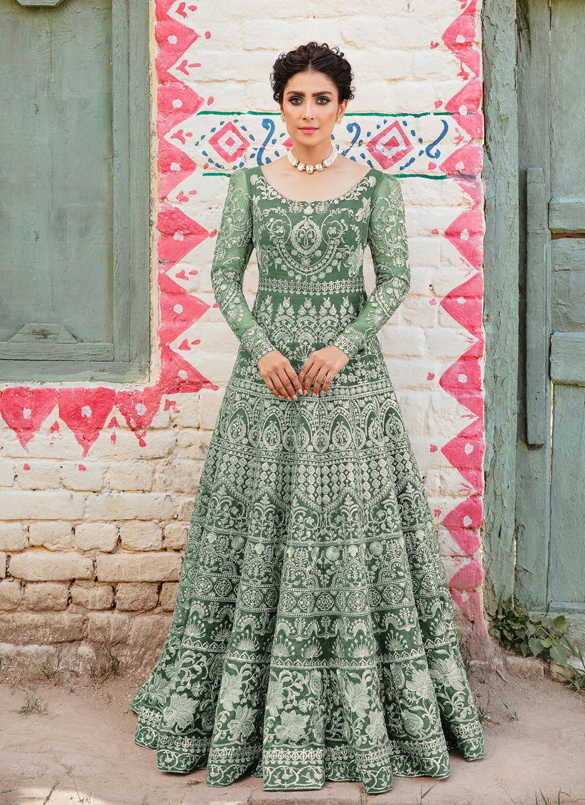 Green clearance churidar suit