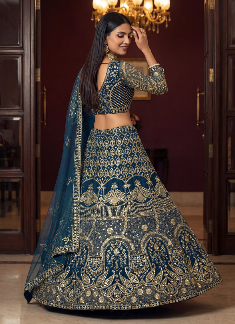 Party Wear Butterfly Net Lehenga Choli with Sequin Work