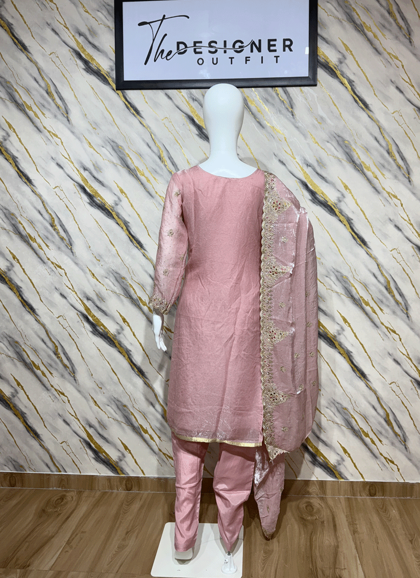Party Pink Cotton Silk Salwar Suit